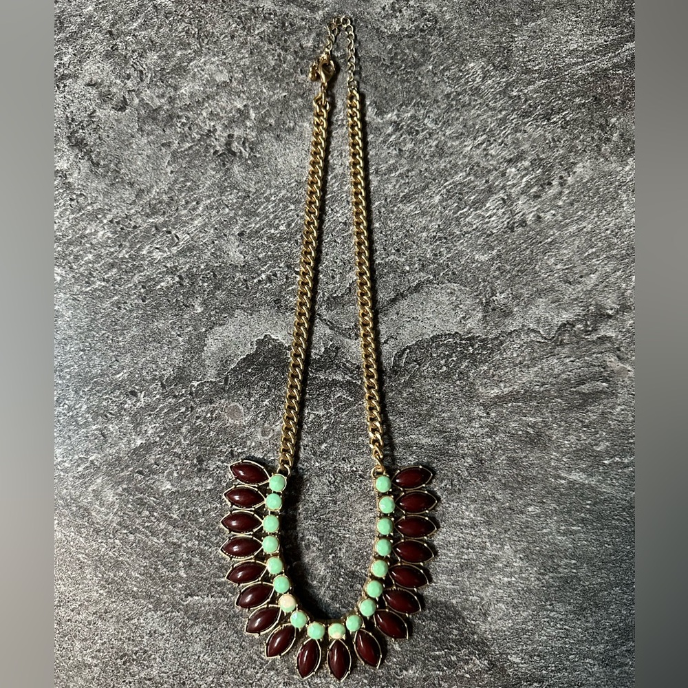 Vintage Gold Chain Necklace with Marquise Cut Stones - Picture 5 of 5